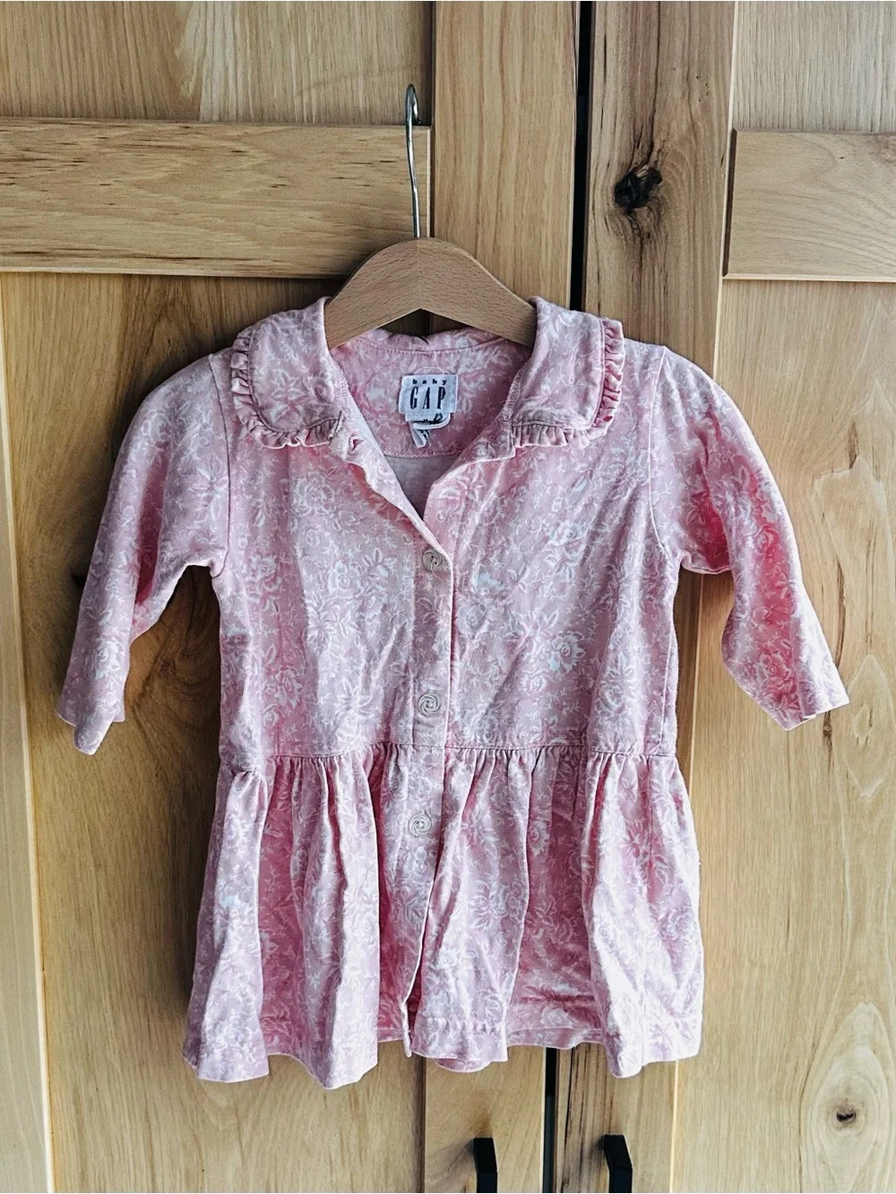 GAP Light Pink Floral Button-Front Pajama Top